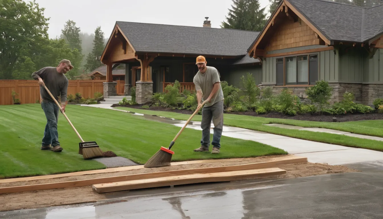 A freshly poured gray concrete driveway leading to a wood-frame home near Carbonado